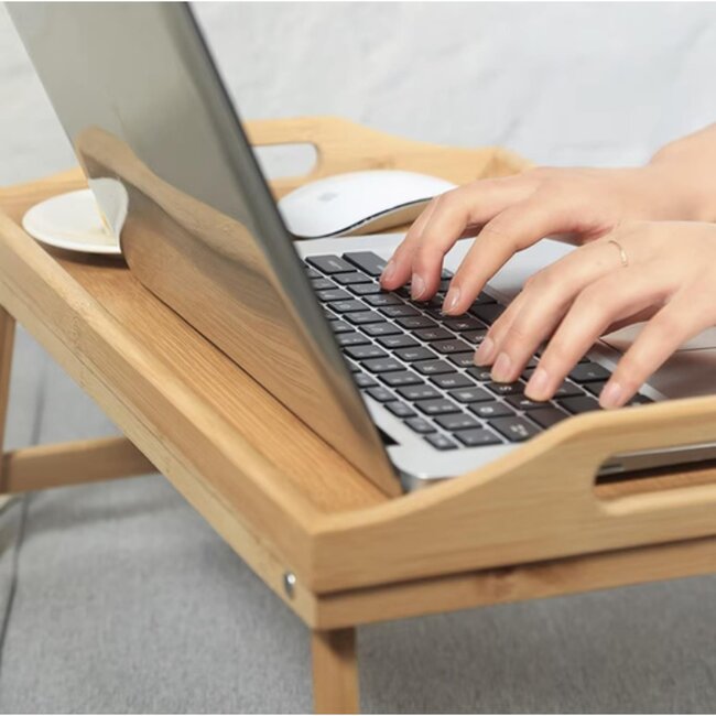 Ruhhy Multifunctionele Ontbijttafel - Hout en Metaal - 60x40x25 cm