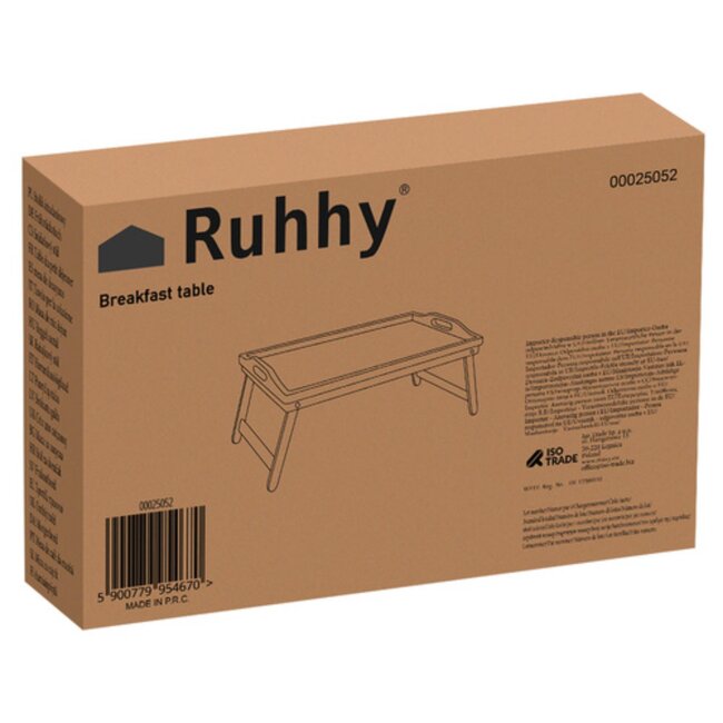 Ruhhy Multifunctionele Ontbijttafel - Hout en Metaal - 60x40x25 cm