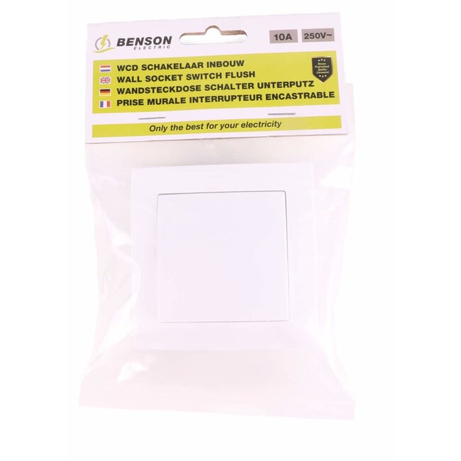 Benson Enkele inbouwschakelaar - wit - modern design - 250V/10A