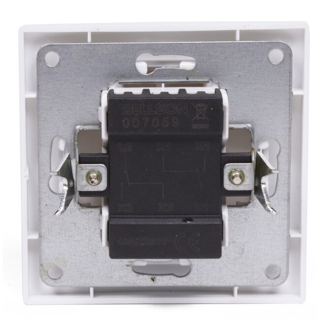 Benson Dubbele wisselschakelaar - strak wit ontwerp - inbouw - 250V - 10A