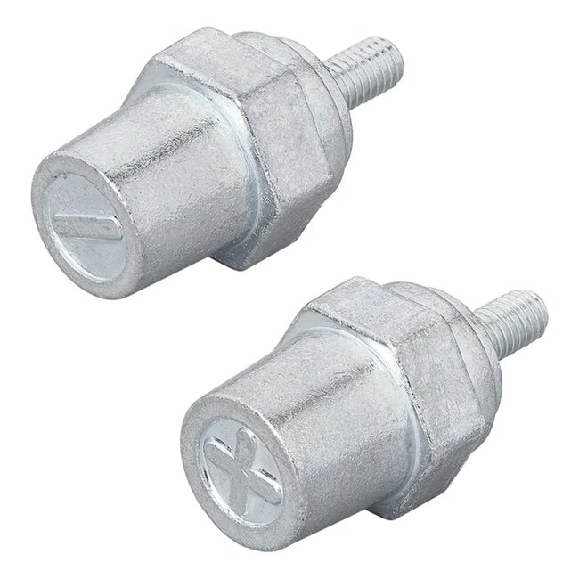 ProPlus Schroefbare Accupolen – Verzinkt Staal M6 Set (Plus en Min)