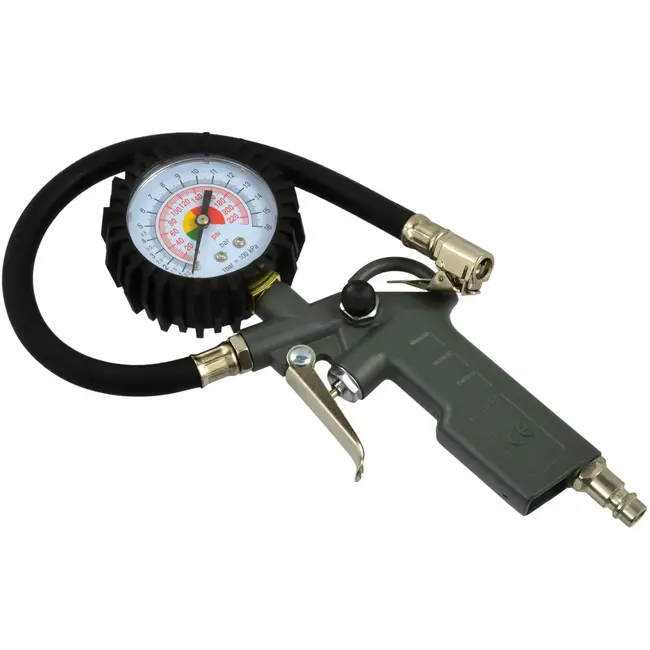 GEKO Bandenpomp met manometer - schokbestendige behuizing - 0-16 bar - 370 mm slang