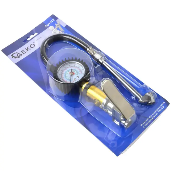 GEKO Bandenspanningsmeter - Schokbestendige Manometer - Luchtaflaatventiel - 330 mm Slang