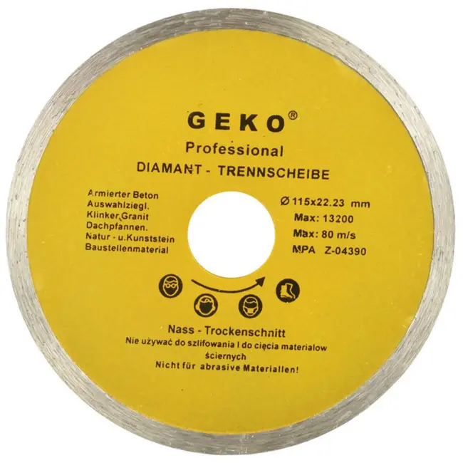 GEKO Diamantschijf - Fijne Snede - 115 mm - Voor Keramiek en Natuursteen