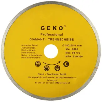 GEKO Diamantschijf - Continu Segment - 180 mm - Fijn en Chipvrij Snijden