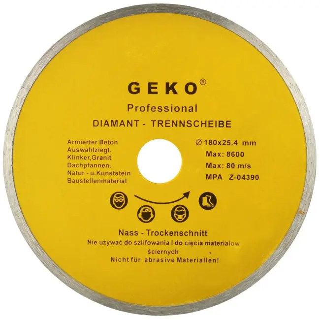 GEKO Diamantschijf - Continu Segment - 180 mm - Fijn en Chipvrij Snijden