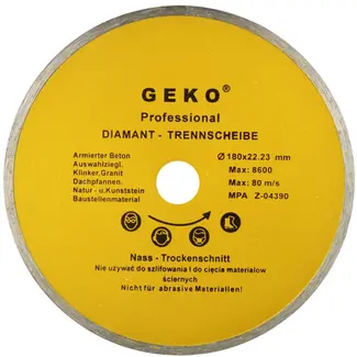 GEKO Diamantschijf - Fijne Snede - 180 mm - Voor Keramiek en Natuursteen