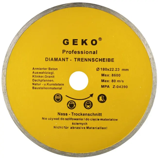 GEKO Diamantschijf - Fijne Snede - 180 mm - Voor Keramiek en Natuursteen