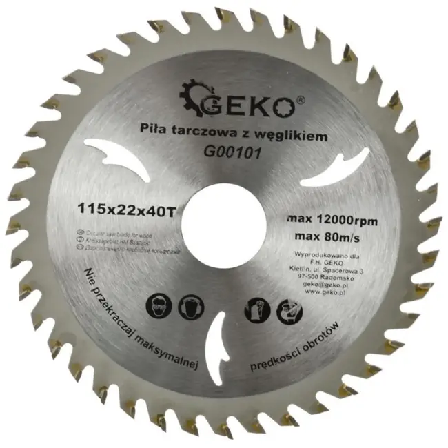 GEKO Cirkelzaagblad - 115 mm - 40T - Tungsten Carbide - Voor diverse materialen