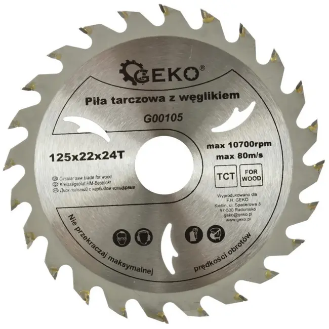 GEKO Cirkelzaagblad - Tungsten Carbide - 125 mm - 24 Tanden - Voor Houtbewerking