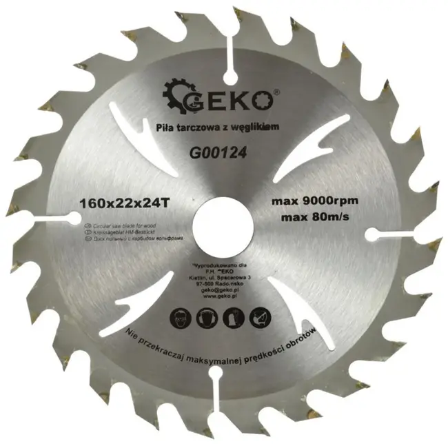 GEKO Cirkelzaagblad - Tungsten Carbide - 160 mm - 24 Tanden - Voor Houtbewerking