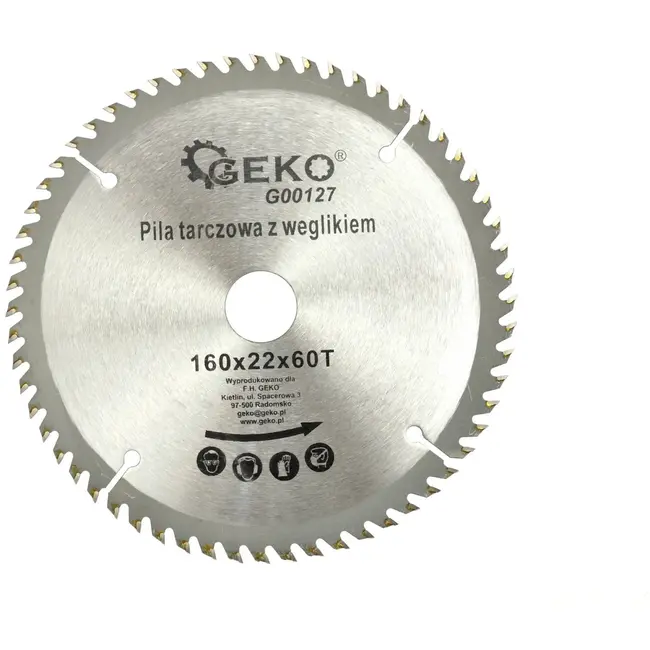 GEKO Cirkelzaagblad - Tungsten Carbide - 160 mm - 60 Tanden - Voor Houtbewerking