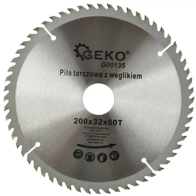 GEKO Cirkelzaagblad - Tungsten Carbide - 200 mm - 60 Tanden - Voor Houtbewerking