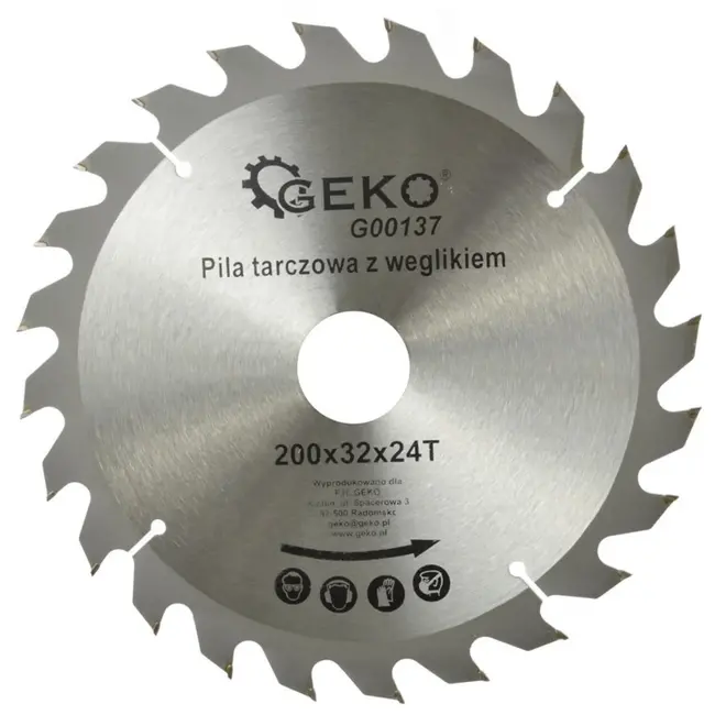GEKO Cirkelzaagblad - Tungsten Carbide - 200 mm - 24 Tanden - Voor Hout & Kunststof