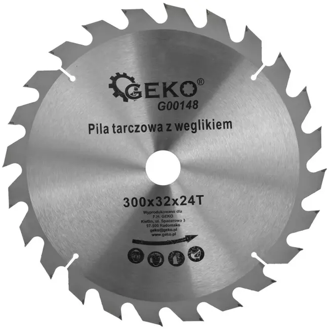 GEKO Cirkelzaagblad - Tungsten Carbide - 300 mm - 24 Tanden - Voor Houtbewerking