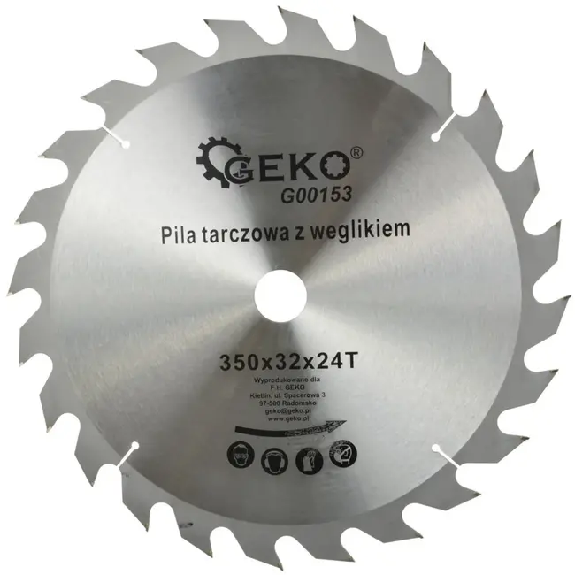 GEKO Cirkelzaagblad - Tungsten Carbide - 350 mm - 24 Tanden - Voor Houtbewerking