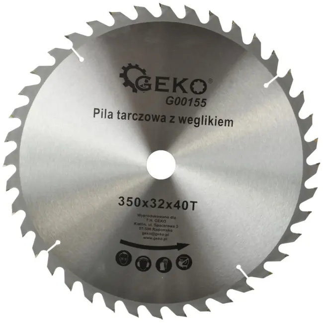 GEKO Cirkelzaagblad - Tungsten Carbide - 350 mm - 40 Tanden - Voor Houtbewerking