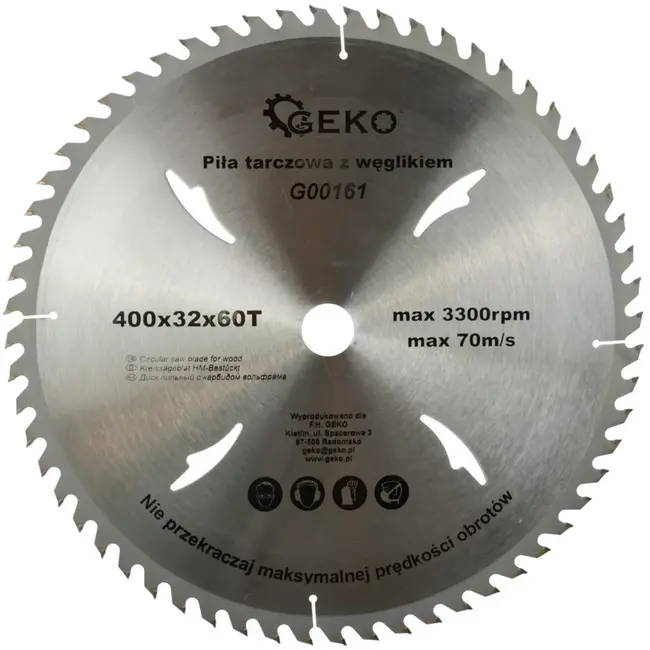 GEKO Cirkelzaagblad - Tungsten Carbide - 400 mm - 60 Tanden - Voor Houtbewerking