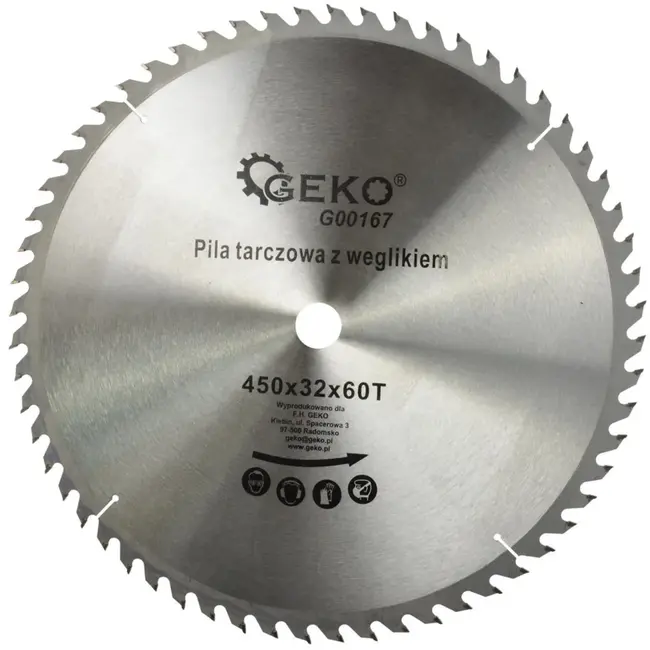 GEKO Cirkelzaagblad - Tungsten Carbide - 450 mm - 60 Tanden - Voor Houtbewerking