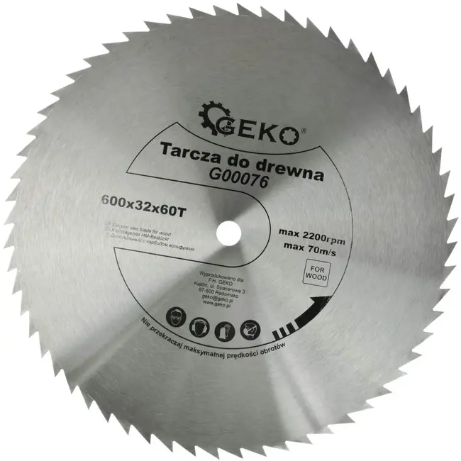 GEKO Cirkelzaagblad - Houtbewerking - 600 mm - 60 Tanden - Staal