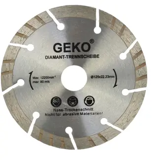 GEKO Diamantschijf - Segmented Turbo - Laser Gelast - 125 mm - Grijs