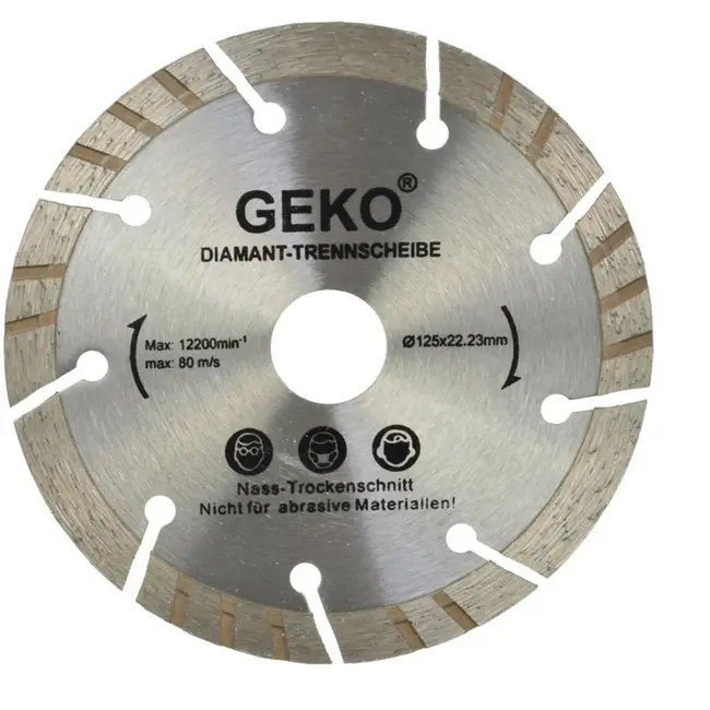 GEKO Diamantschijf - Segmented Turbo - Laser Gelast - 125 mm - Grijs