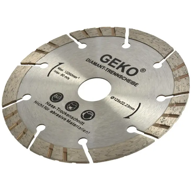 GEKO Diamantschijf - Segmented Turbo - Laser Gelast - 125 mm - Grijs