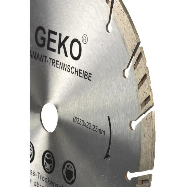 GEKO Diamantschijf - Segmented Turbo Rim - Laser Gelast - 230 mm - Grijs