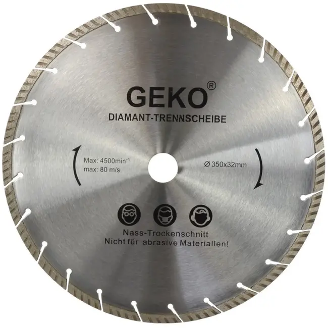 GEKO Segmented turbo diamantzaagblad - 350 mm - laser gelast - grijs