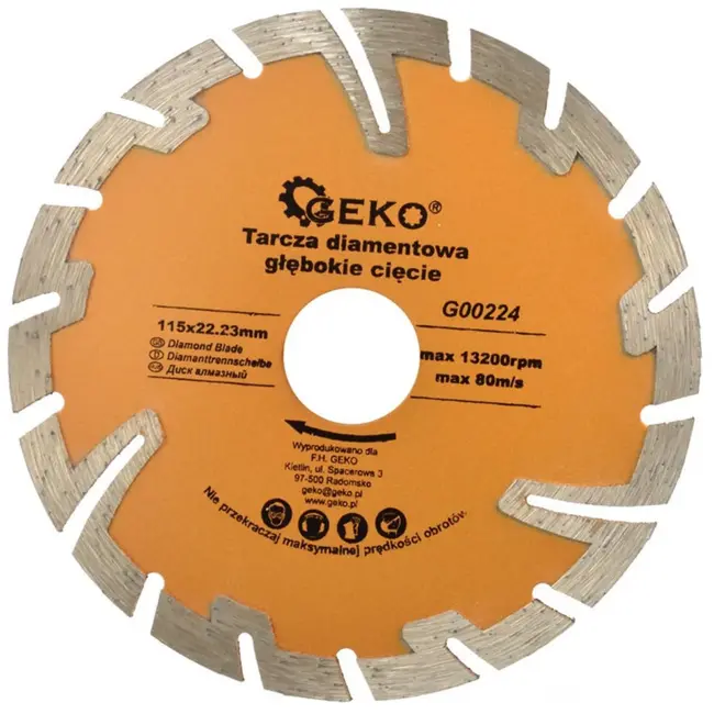 GEKO Turbo diamantzaagblad - diep beschermd - droog zagen - 115 mm