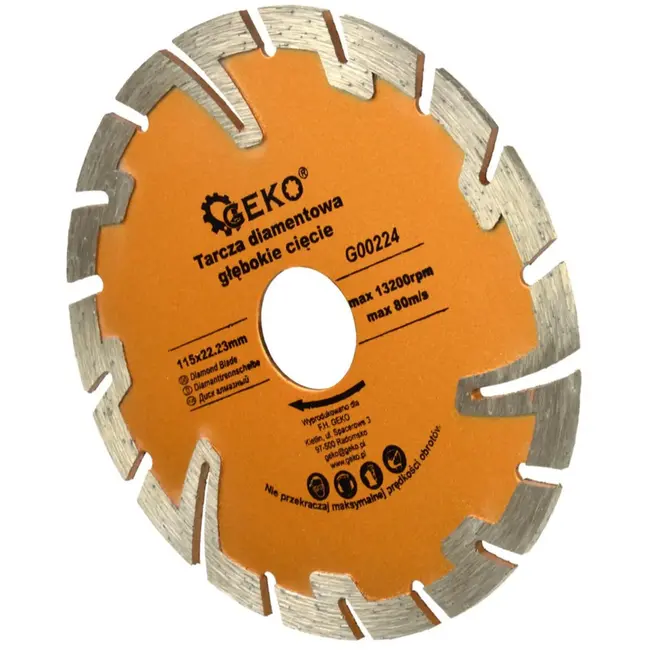 GEKO Turbo diamantzaagblad - diep beschermd - droog zagen - 115 mm