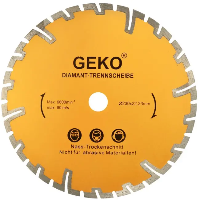 GEKO Turbo diamantzaagblad - droog zagen - 230 mm - onder-snede bescherming