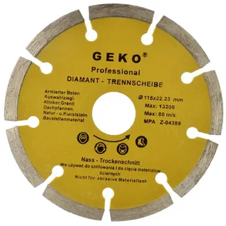 GEKO Diamantschijf - Gesegmenteerde Rand - 115 mm - Voor Steen en Beton