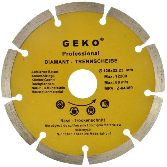 GEKO Diamantschijf - Gesegmenteerde Rand - 125 mm - Voor Steen en Beton
