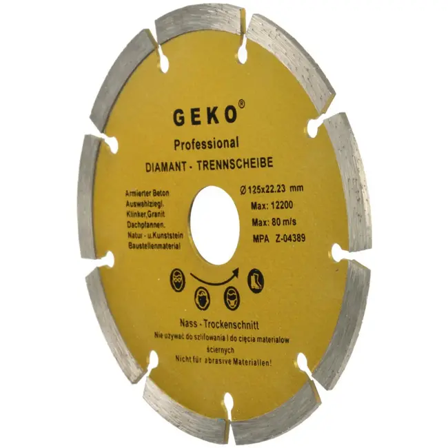 GEKO Diamantschijf - Gesegmenteerde Rand - 125 mm - Voor Steen en Beton