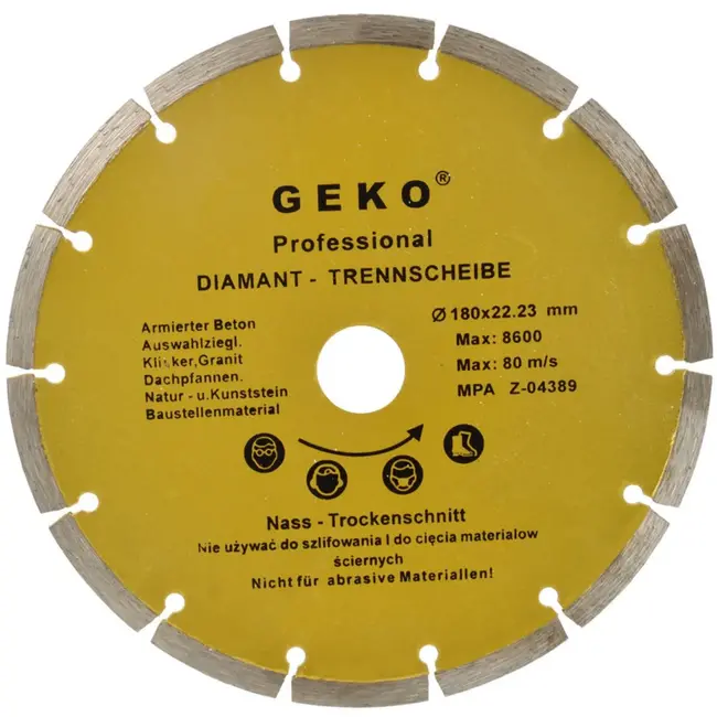 GEKO Diamantschijf - Gesegmenteerd - 180 mm - Voor steen en beton