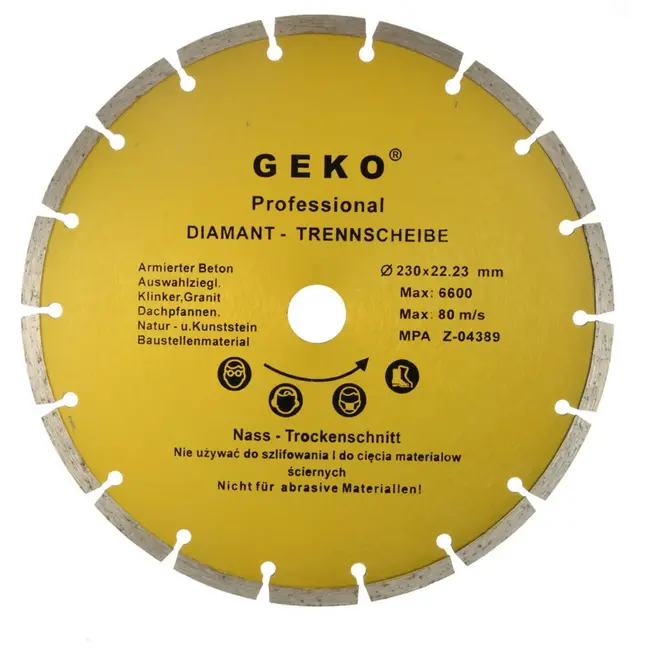 GEKO Diamantschijf - Gesegmenteerde Rand - 230 mm - Voor Steen en Beton