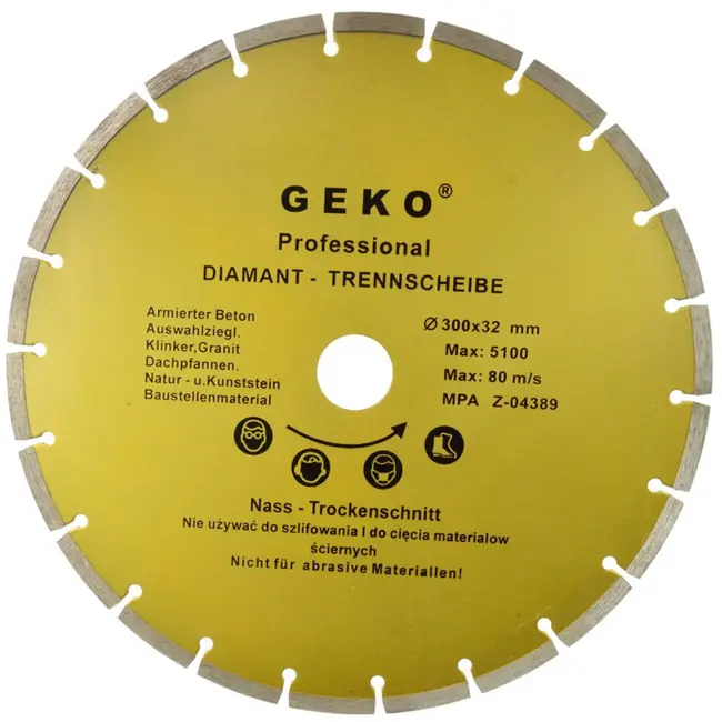 GEKO Diamantschijf - Gesegmenteerde Rand - 300 mm - Voor Steen en Beton