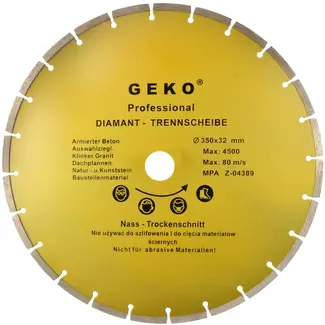 GEKO Diamantschijf - Segmented Rim - 350 mm - Voor Steen en Beton