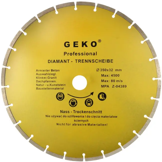 GEKO Diamantschijf - Segmented Rim - 350 mm - Voor Steen en Beton