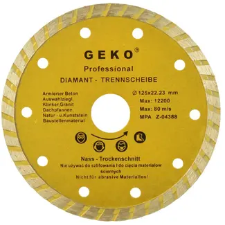 GEKO Diamantschijf - Turbo Rand - 125 mm - Zelfkoelend - Voor Bouwmaterialen