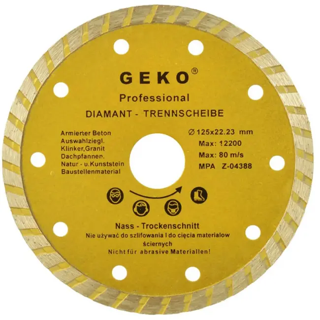 GEKO Diamantschijf - Turbo Rand - 125 mm - Zelfkoelend - Voor Bouwmaterialen