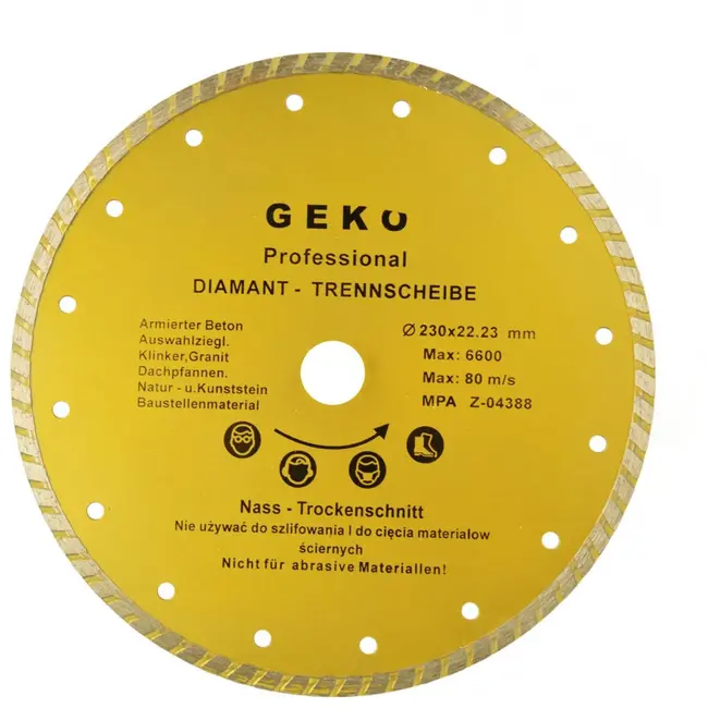 GEKO Diamantschijf - Turbo Rand - 230 mm - Zelfkoelend - Voor Bouwmaterialen