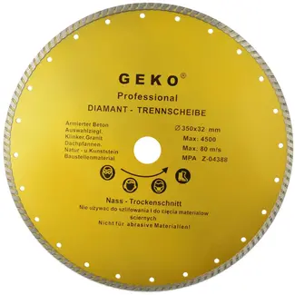 GEKO Diamantschijf - Turbo Rand - 350 mm - Voor Bouwmaterialen