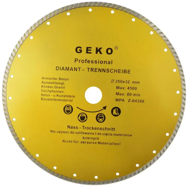GEKO Diamantschijf - Turbo Rand - 350 mm - Voor Bouwmaterialen