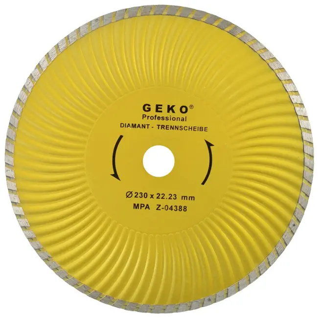 GEKO Diamantschijf - Turbo Plus Rand - 230 mm - Voor Steen en Beton