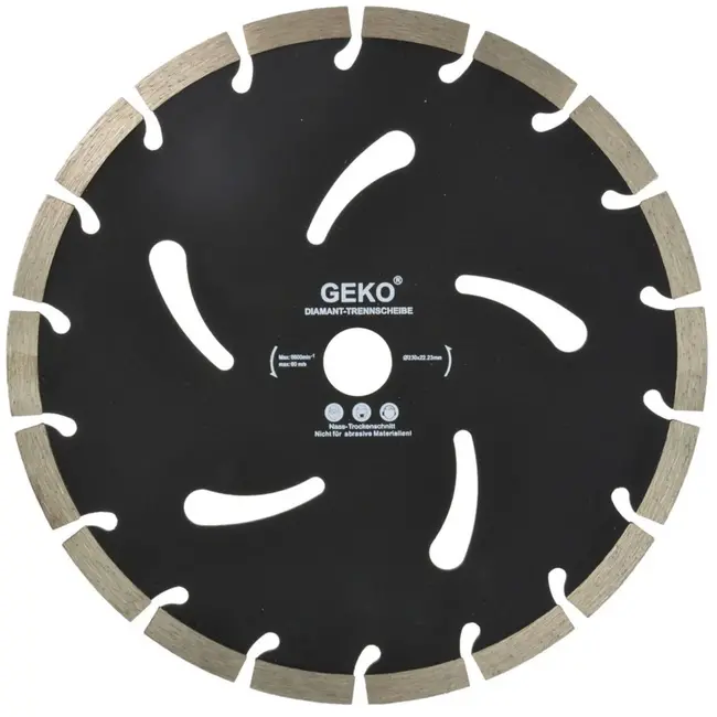 GEKO Segmented diamantzaagblad - Koelgaten - 230 mm - Zwarte afwerking