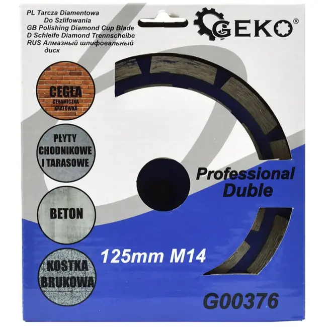 GEKO Diamantschijf - Dubbele Rij - 125 mm - M14 - Voor Beton en Metselwerk