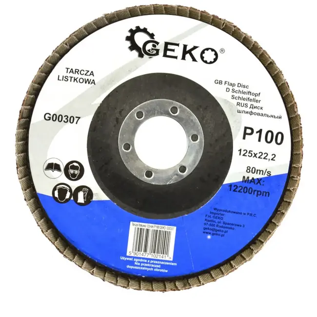 GEKO Aluminiumoxide lamellenschijf - slijpen en afwerken - 125 mm - korrel 100 - 10 stuks