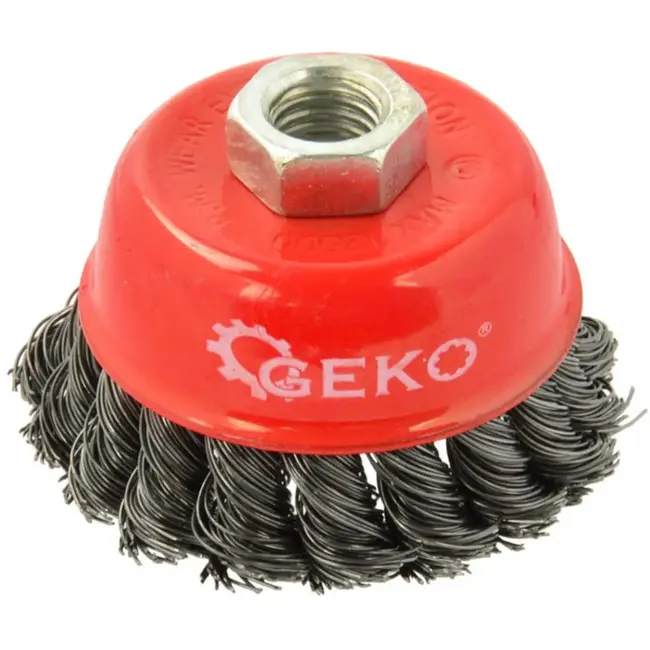GEKO Stalen borstelkop - gedraaid draad - 75 mm - M14 schroefdraad